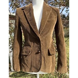 Vintage Corduroy Blazer Brown Jacket Lined Embossed Textured Preppy Pinnacle S